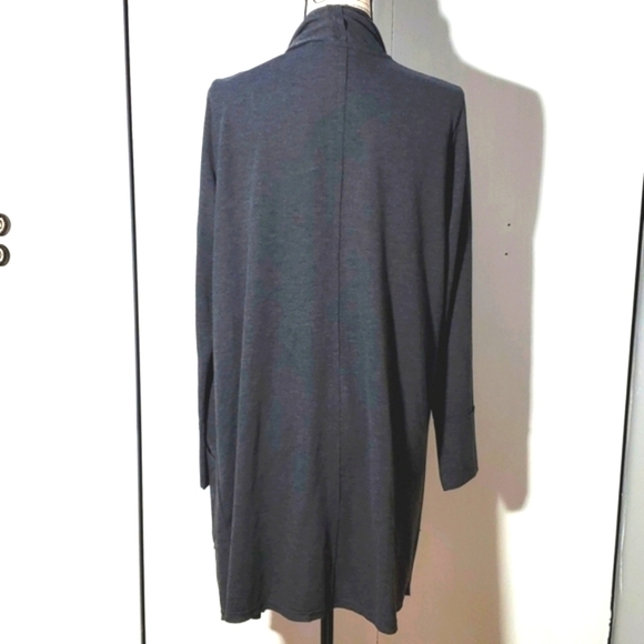 Soft Surroundings Dark Gray Open Cardigan Pockets Embroidered Knit Neutral Sz.L - Picture 5 of 7